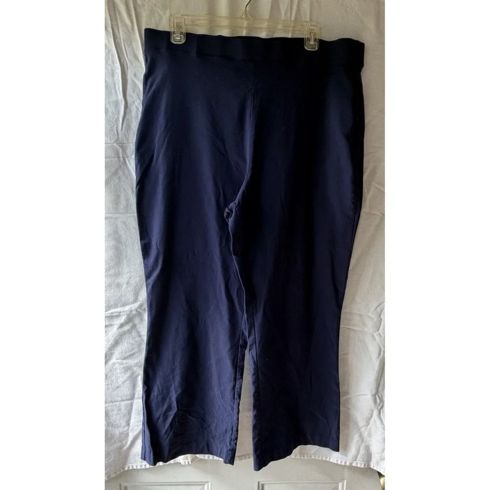 Crown & Ivy Womens Ankle Pants‎ Navy Blue Stretch Pull On Elastic Waist XXL